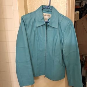 Turquoise leather jacket